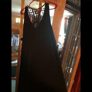 Black crochet design maxi dress